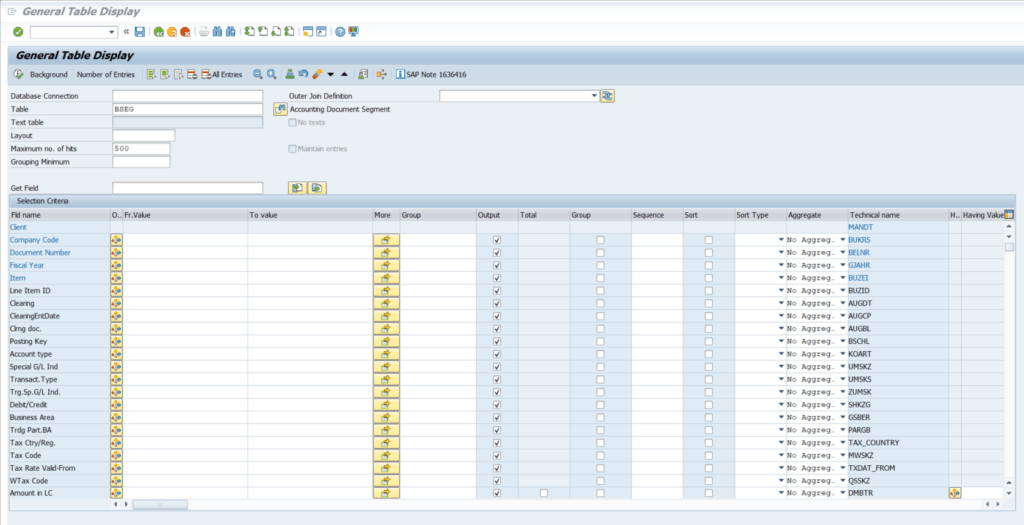 SAP transaction SE16H