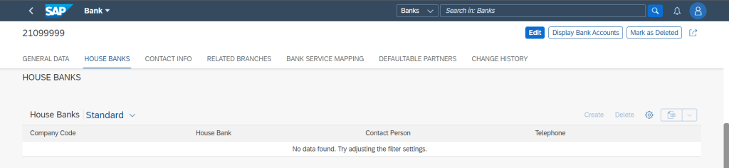 Create House Bank Fiori