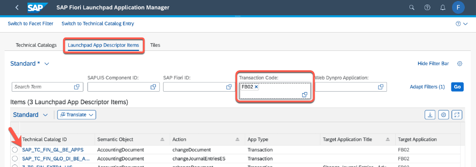 transacciones GUI SAP Fiori