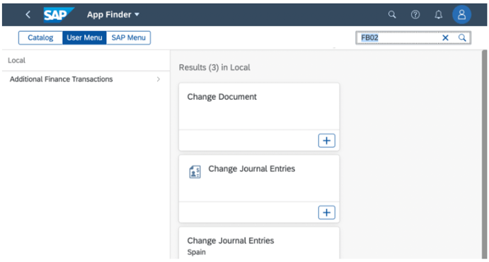 GUI transactions SAP Fiori