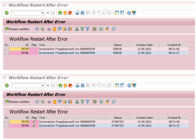 Reprocesar Workflow error sap