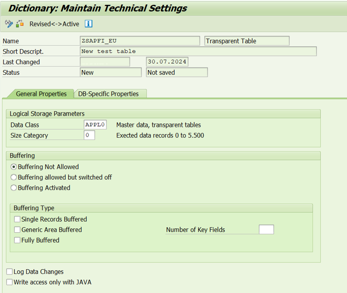 Create SAP custom table