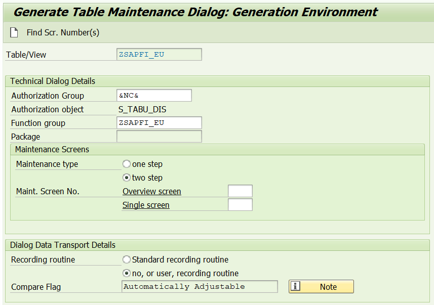 Crear tabla en SAP