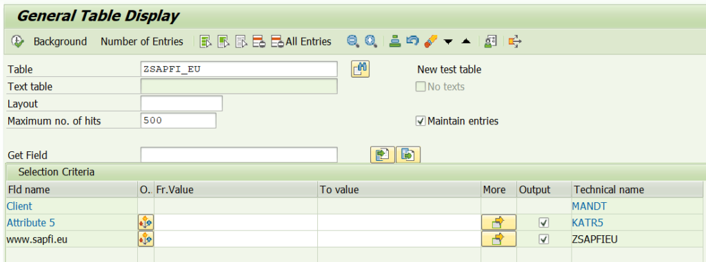 Create SAP custom table